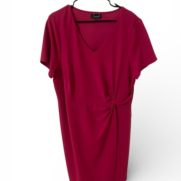 connected apparel Dresses & Skirts - “Connected Apparel” Elegant Pink Short Sleeve Dress with Knot Detail - 20W